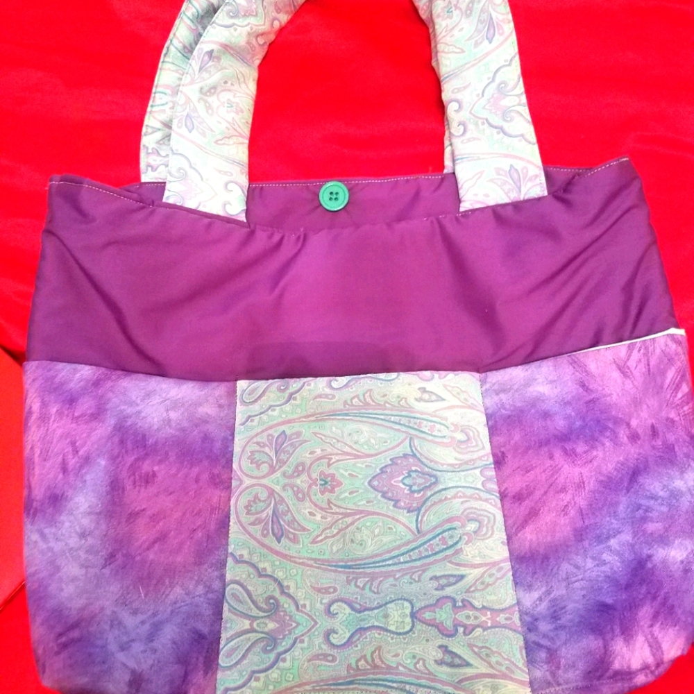 Handmade Fabric tote | Purple | Geometric | Tie Dye